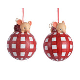 Decoris Glass Bauble with Mouse 8cm - 2 Assorted